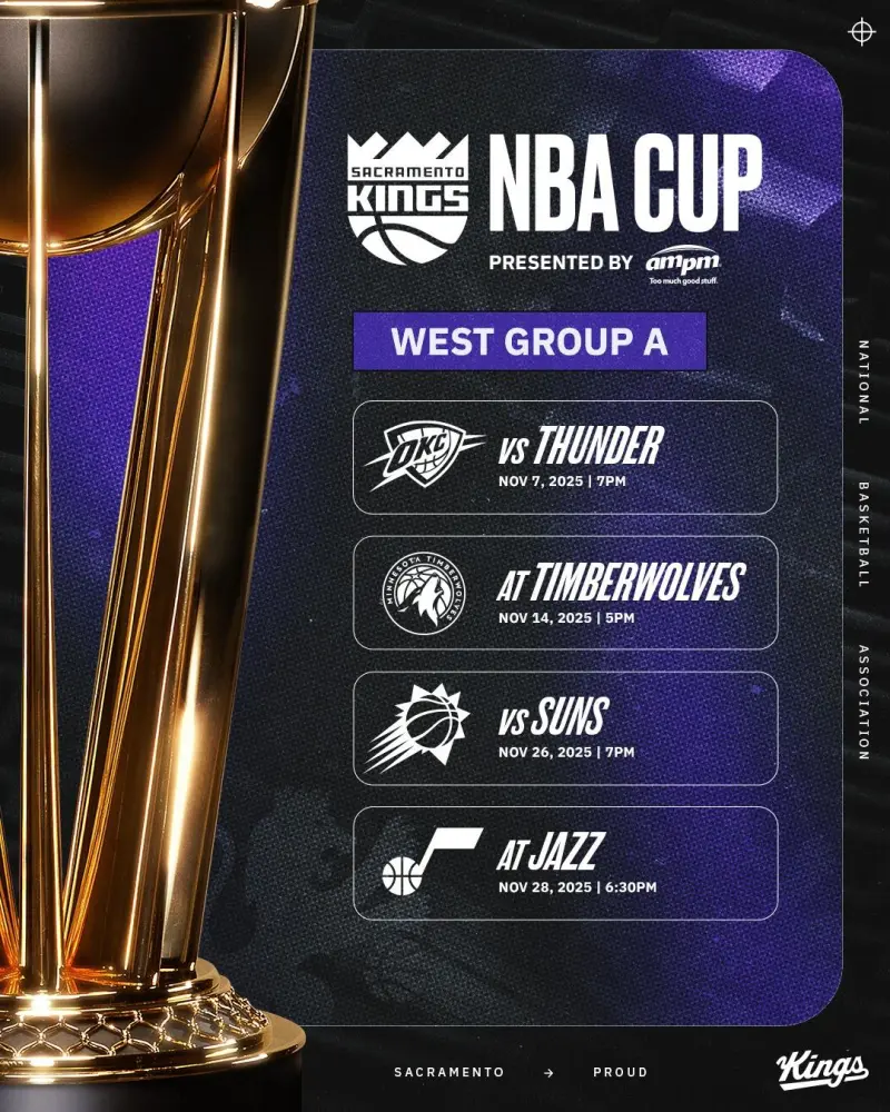在线游戏-国王官方晒出新赛季NBA杯对阵：迫不及待想看这些比赛